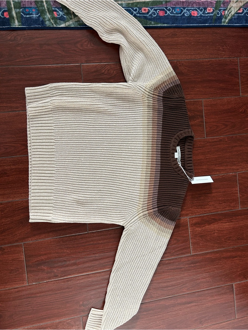 Outerknown Ombre Crewneck Sweater in Cream and Brown